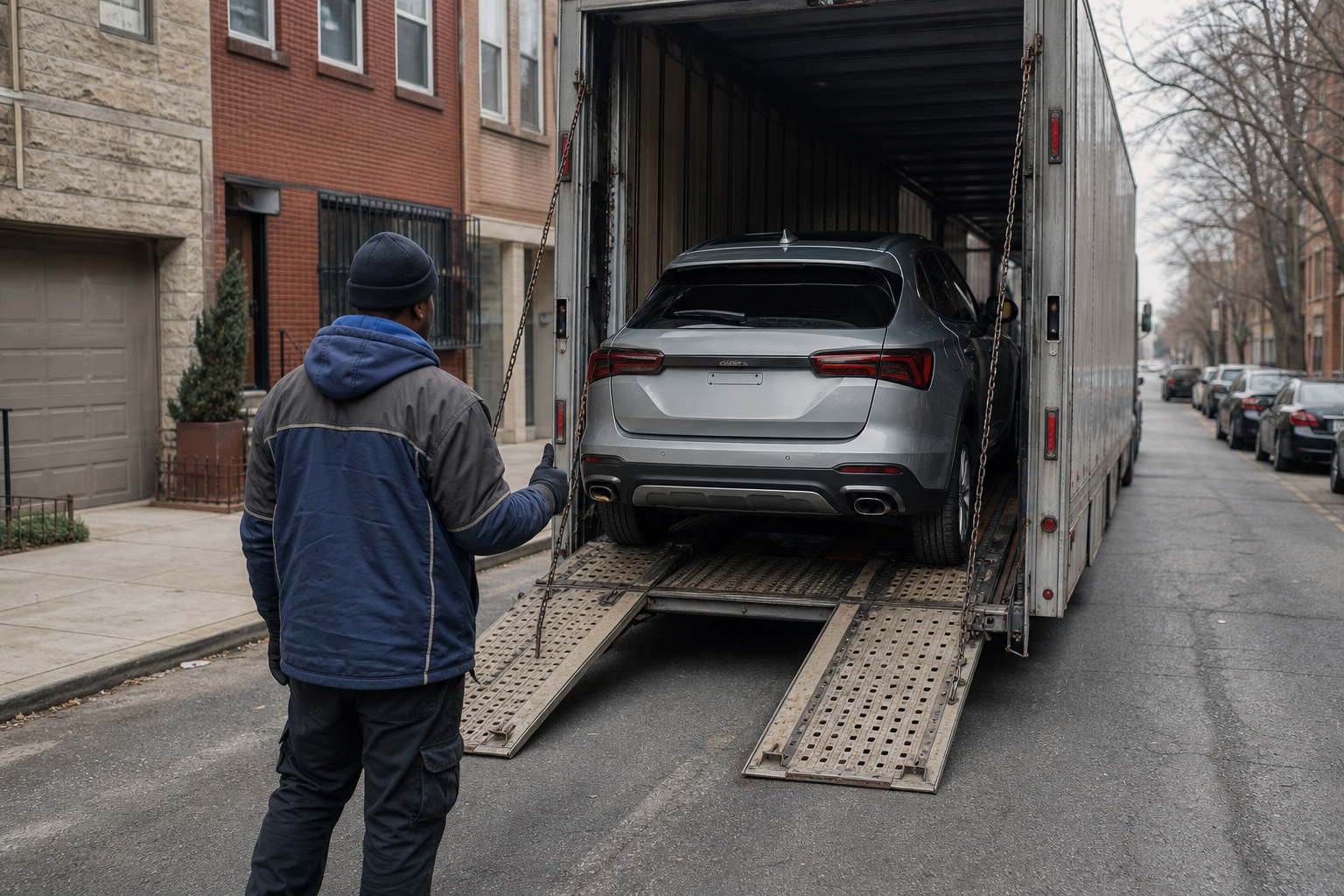 Vehicle transportation scene related to Car Shipping in Dense Cities: Choosing a Safe Meeting Location