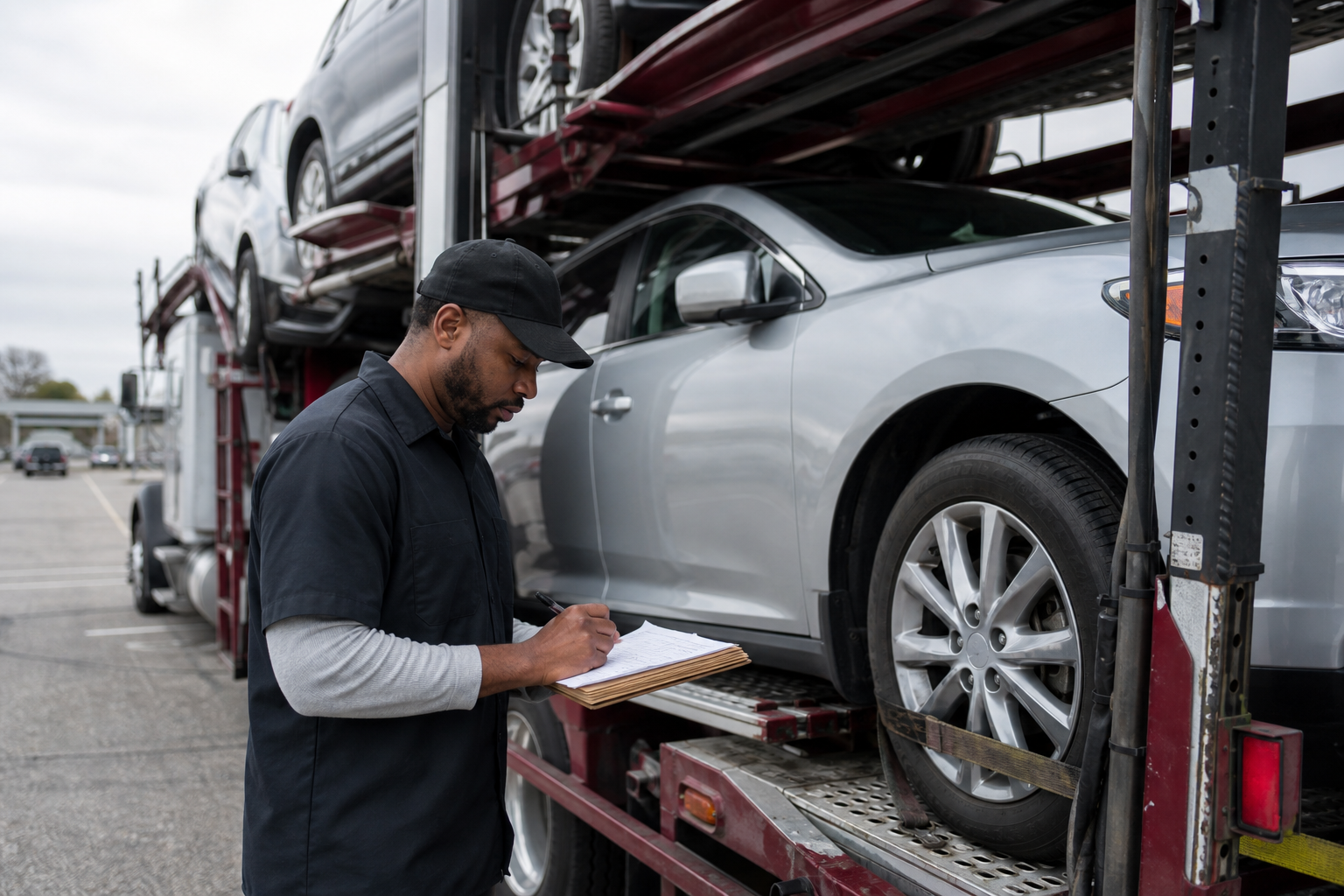 Vehicle transportation scene related to Car Shipping Pickup Inspection Checklist