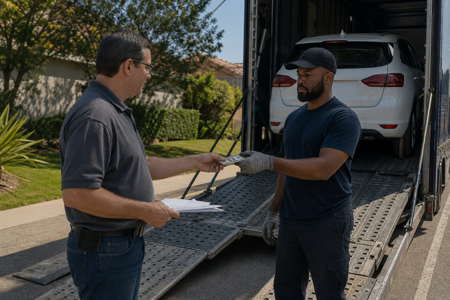 Vehicle transportation scene related to Cash on Delivery for Car Shipping: How Payment Works