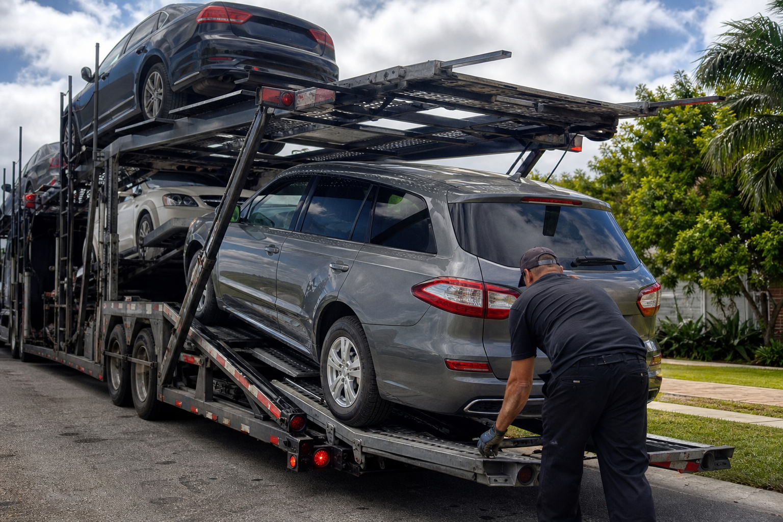 Vehicle transportation scene related to Dispatch Date vs. Pickup Date in Car Shipping