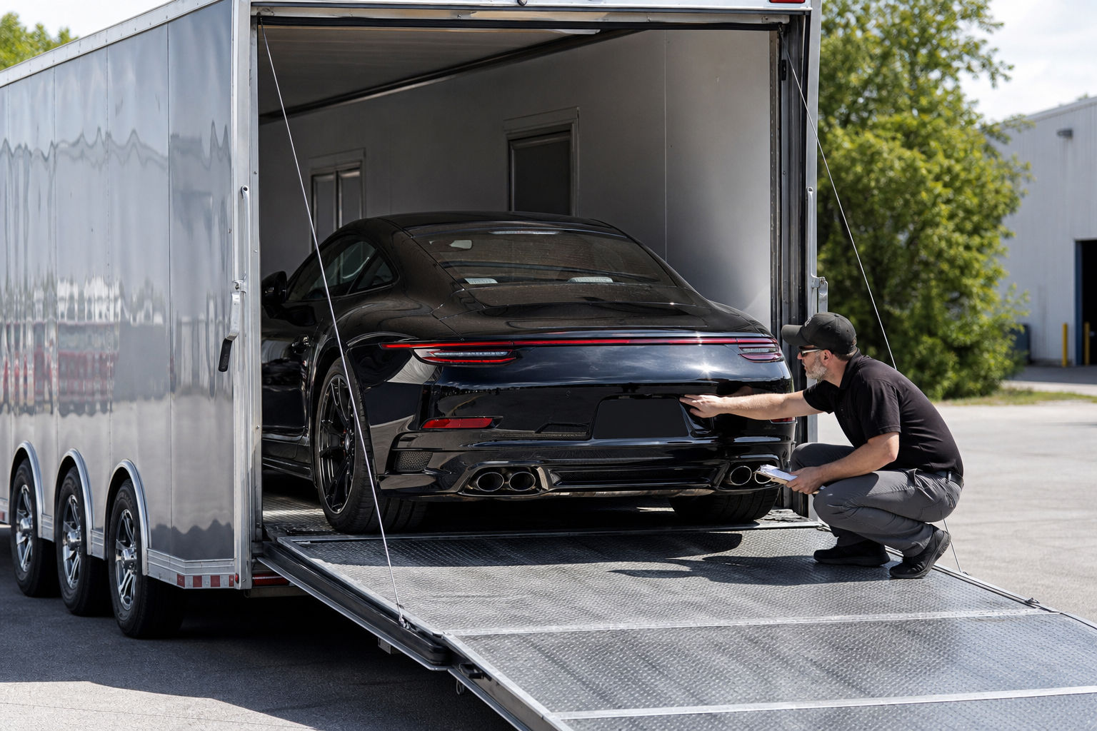Vehicle transportation scene related to Luxury Car Shipping: Open vs. Enclosed Transport