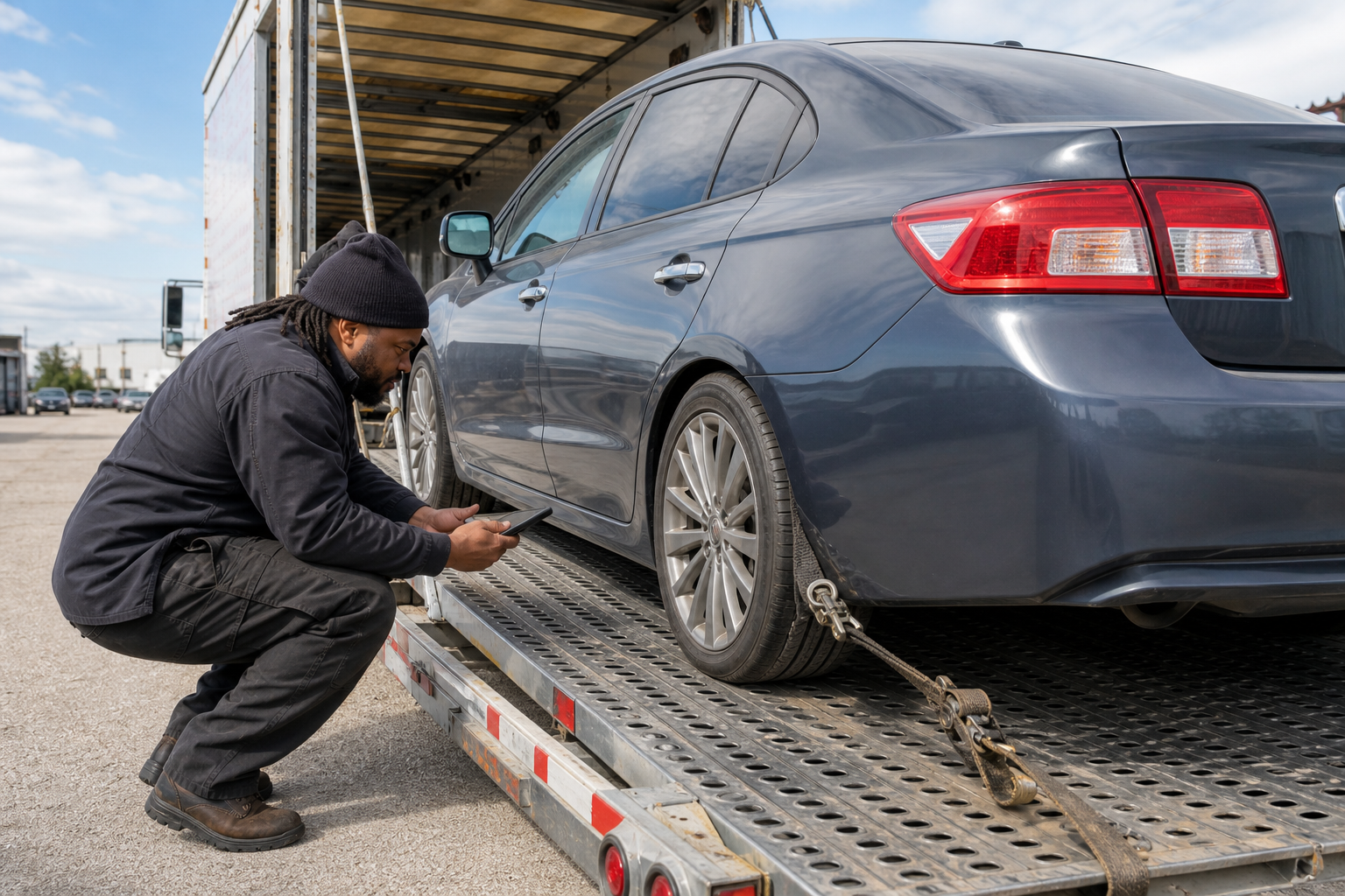 Vehicle transportation scene related to Can You Ship a Car Without Current Registration?
