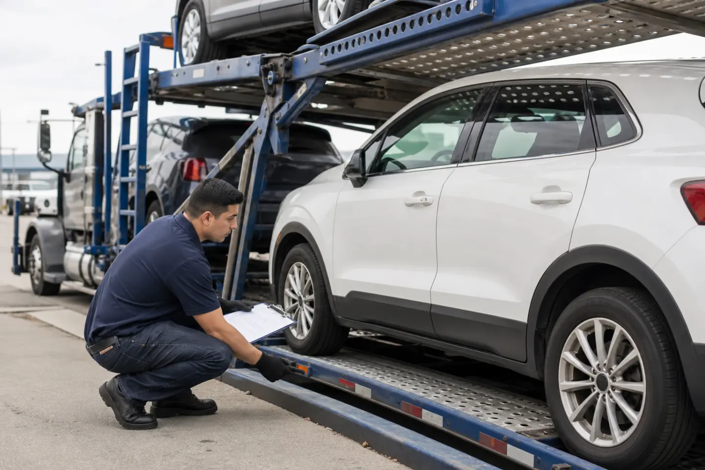 Vehicle transportation scene related to Tips for Shipping a Car During Peak Season