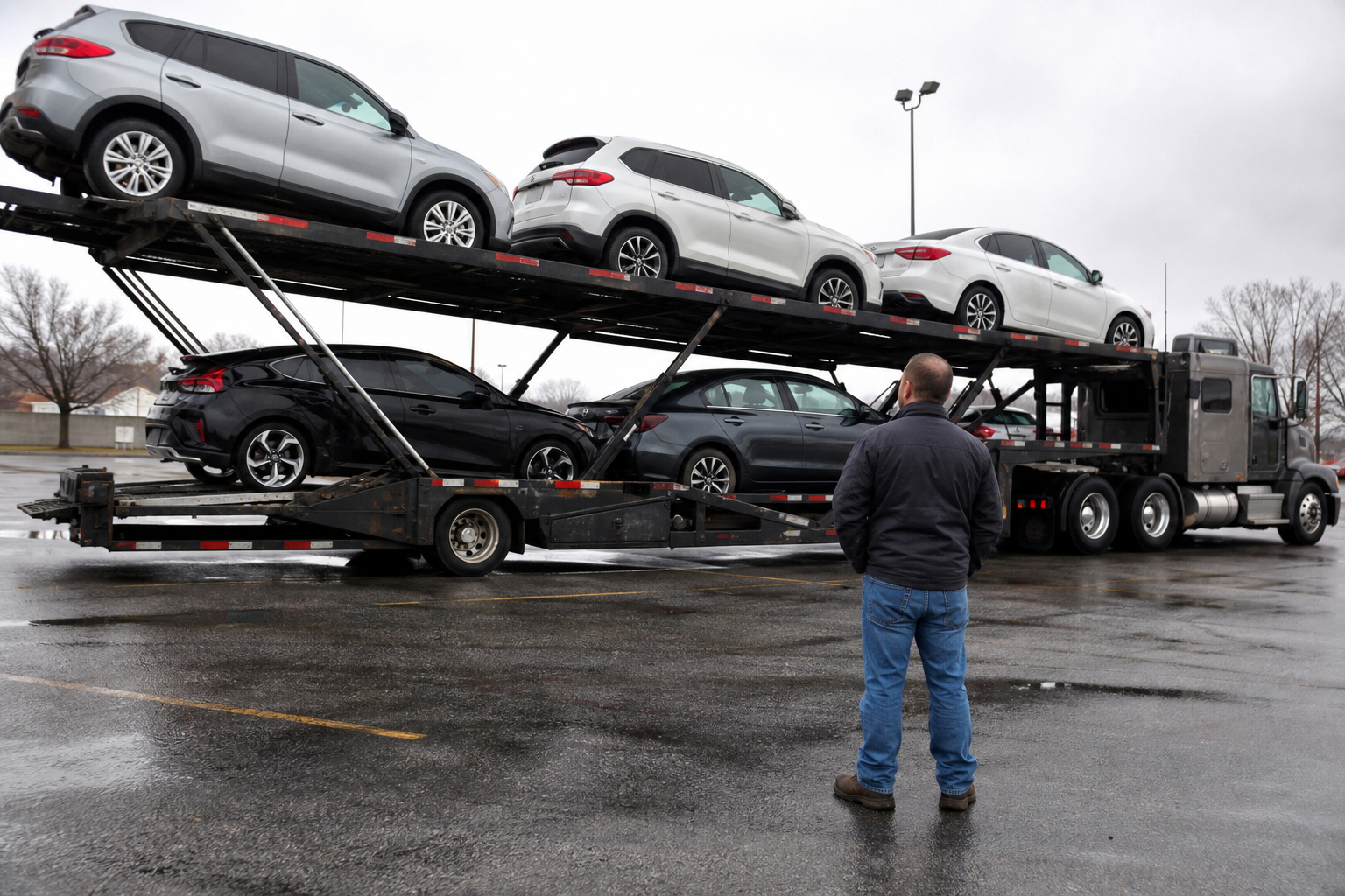 Vehicle transportation scene related to Why a Car Carrier May Ask to Meet at a Nearby Parking Lot